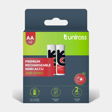 Uniross AA 2500 Series Ready to use Rechargeable Battery Cell ( 2 Batteries )
