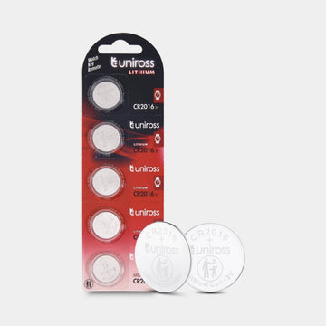 Uniross CR2016 Coin Cell 3v Lithium Battery - Pack of x 5