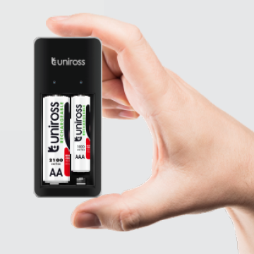 Uniross Mini Charger + 2 AAA 600 Series Rechargeable Cells