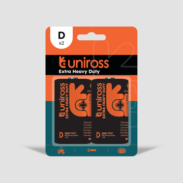 Uniross D Extra Heavy Duty Battery Cells   (2 Batteries)