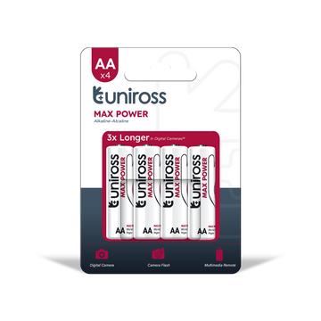 Uniross AA Max Power Alkaline Battery Cells ( 4 Batteries )