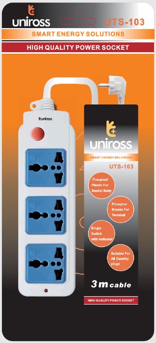 Uniross Extension Wire UTS-103 ( 3 Sockets ) 3 M Cable