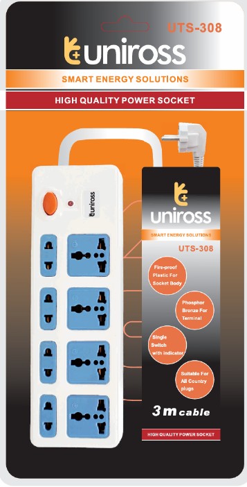 Uniross Extension Wire UTS-308 ( 8 Sockets ) 3 M Cable