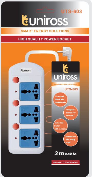 Uniross Extension Wire UTS-603 ( 3 Individual On/Off Switch ) 3 M Cable No Ratings