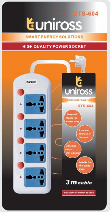 Uniross Extension Wire UTS-604 ( 4 Individual On/Off Switch ) 3 M Cable
