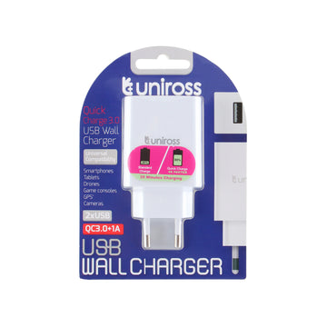 Uniross 2 USB Wall Charger QC 3.0 ( Quick Charging ) + 1 A