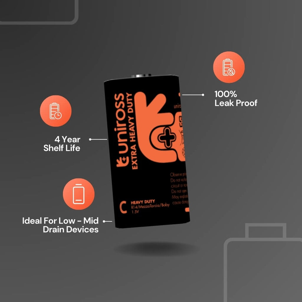 Uniross C Size Extra Heavy Duty Battery Cell ( 2 Batteries )