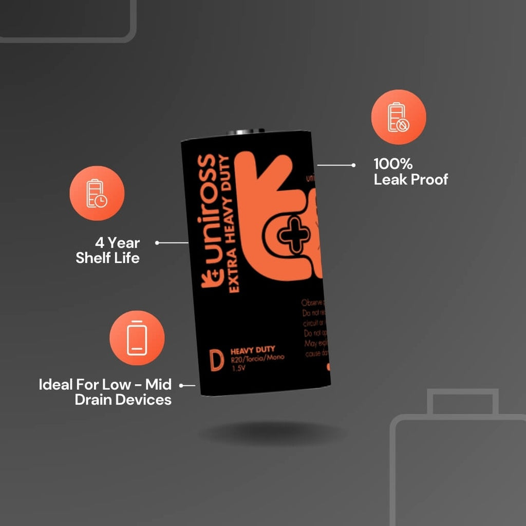 Uniross D Extra Heavy Duty Battery Cells   (2 Batteries)