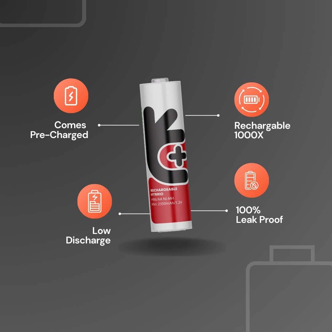 Uniross Ni-MH Rechargeable AA Battery 2500mAh Hybrio (Pack of 4)