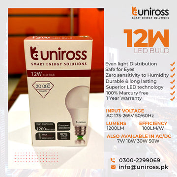 Uniross 12w LED Bulb ( Warm ) E27 / B22 Holder