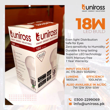 Uniross 18w LED Bulb ( Warm ) E27 / B22 Holder