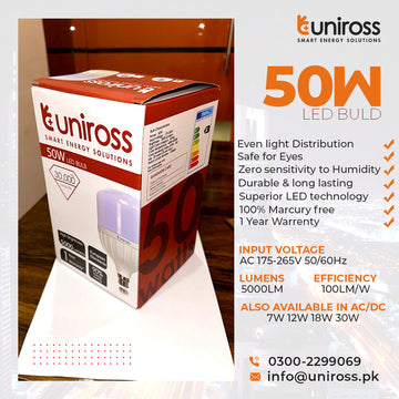 Uniross 50w LED Bulb ( Warm ) E27 / B22 Holder